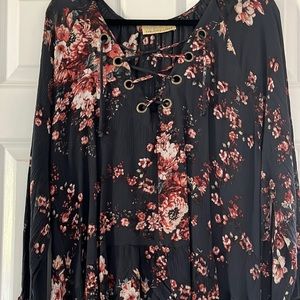 How Very Loved Cross-cross Front Black W/flowers